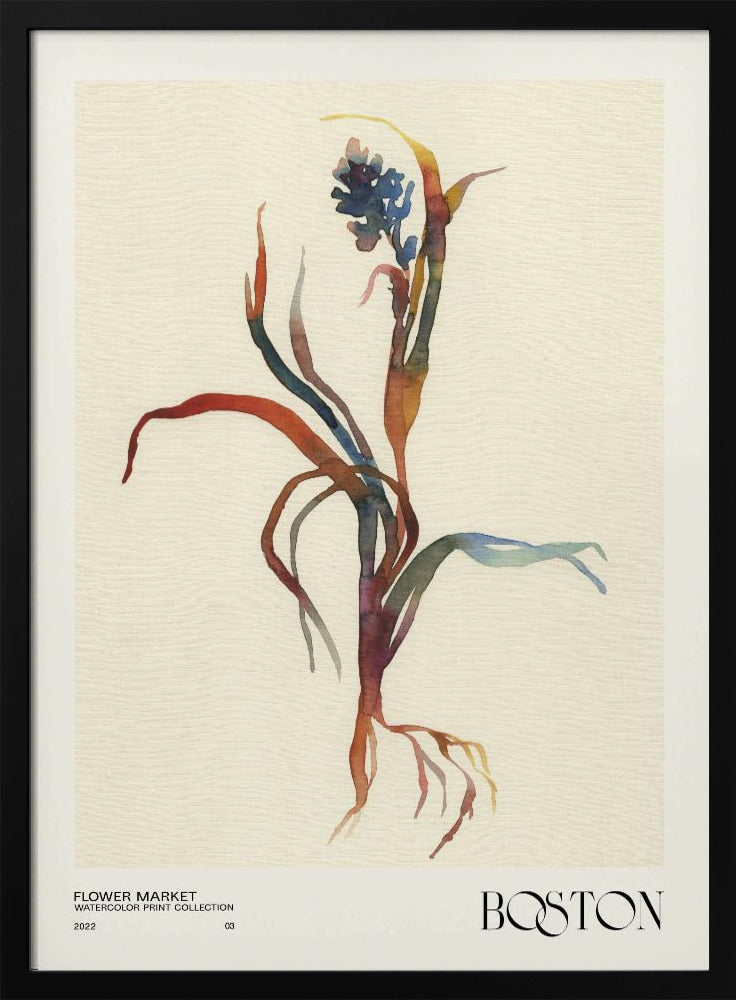 Collectie aquarelprints. Bloemenmarkt - Boston | Poster