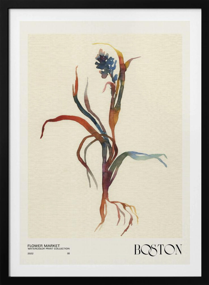 Collectie aquarelprints. Bloemenmarkt - Boston | Poster