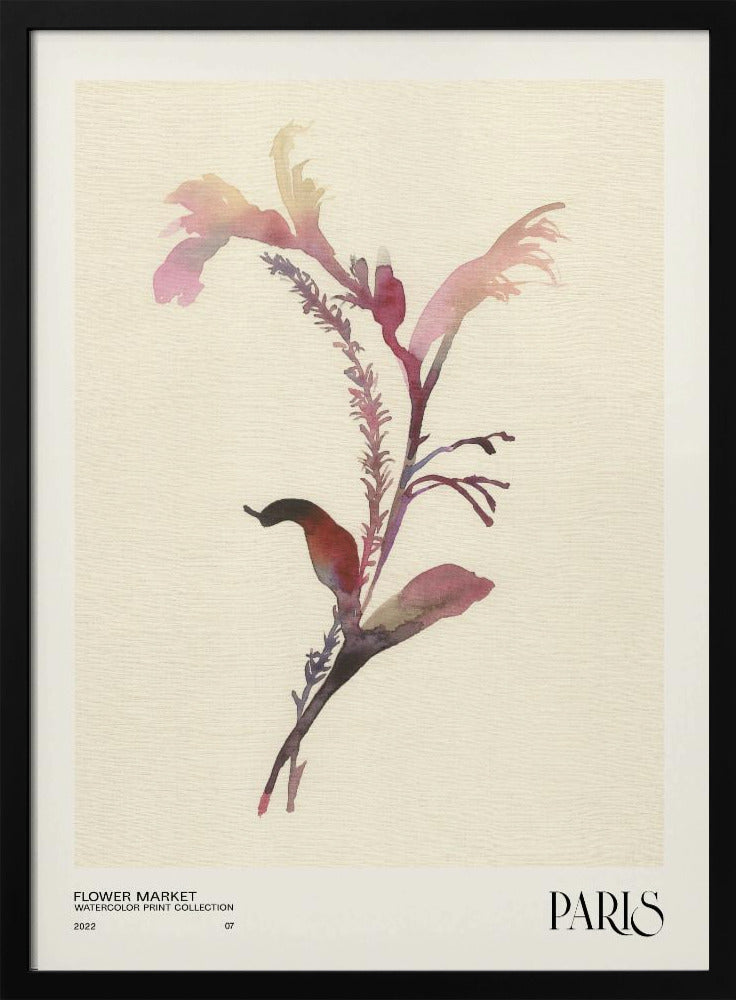 Collectie aquarelprints. Bloemenmarkt - Parijs | Poster