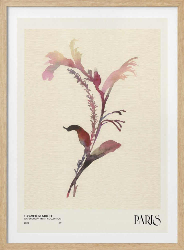 Collectie aquarelprints. Bloemenmarkt - Parijs | Poster