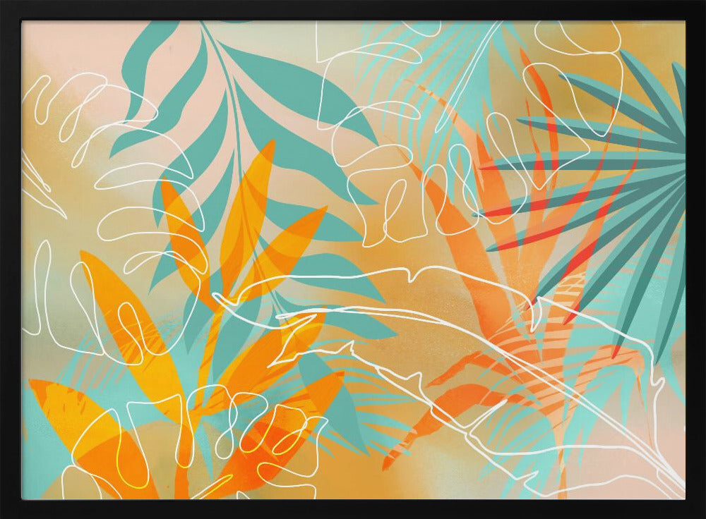 Tropische zomer oranje turquoise | Poster