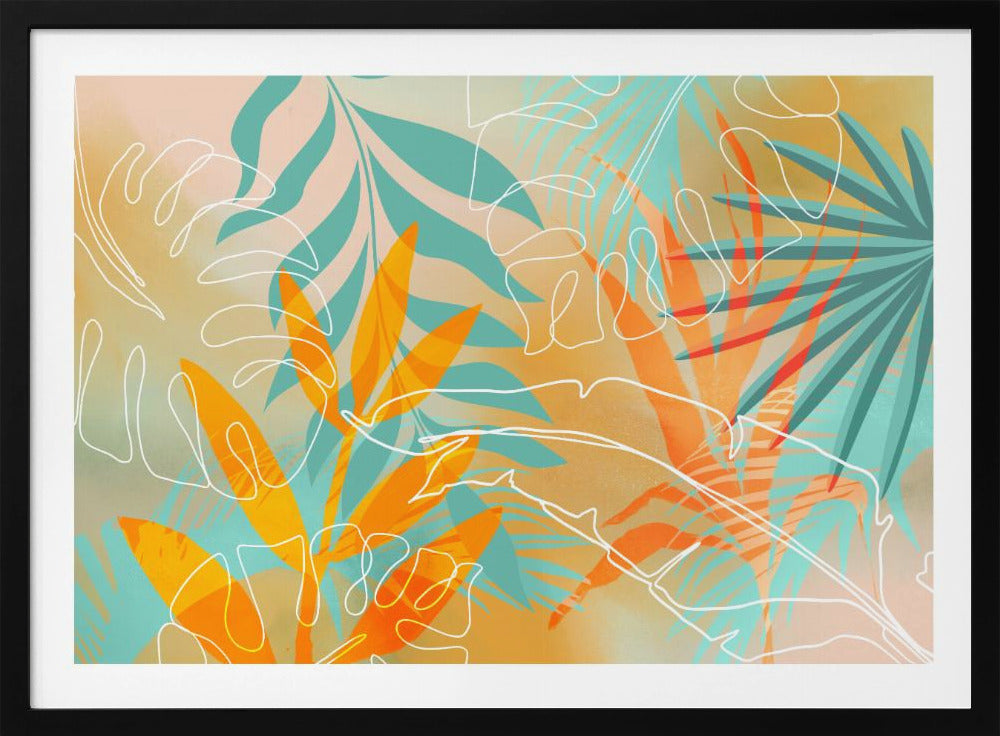 Tropische zomer oranje turquoise | Poster