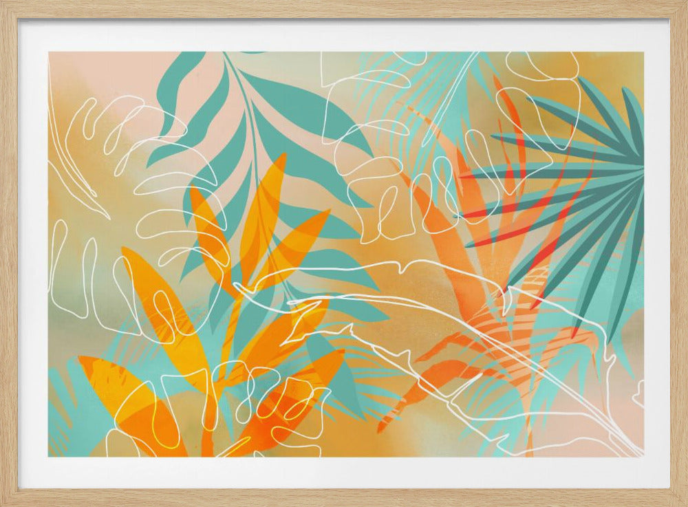 Tropische zomer oranje turquoise | Poster