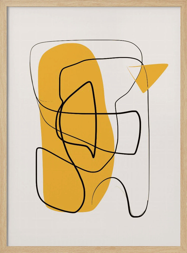 Lijn Abstract In Geel | Poster