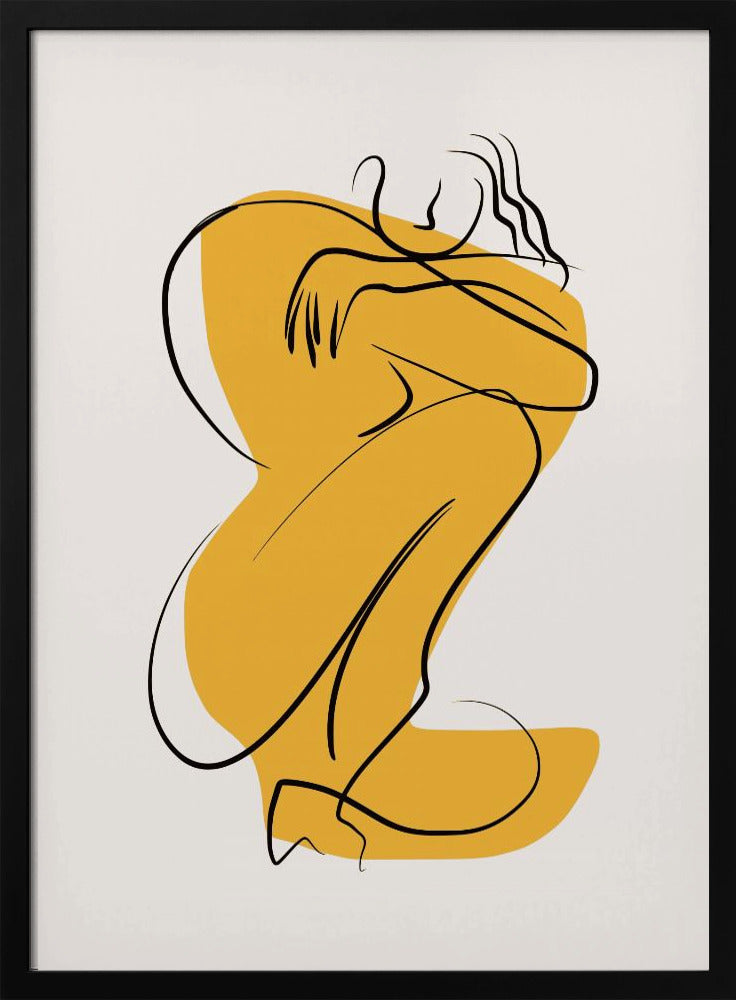 Zelfknuffel Naakt in Lineair Abstract | Poster
