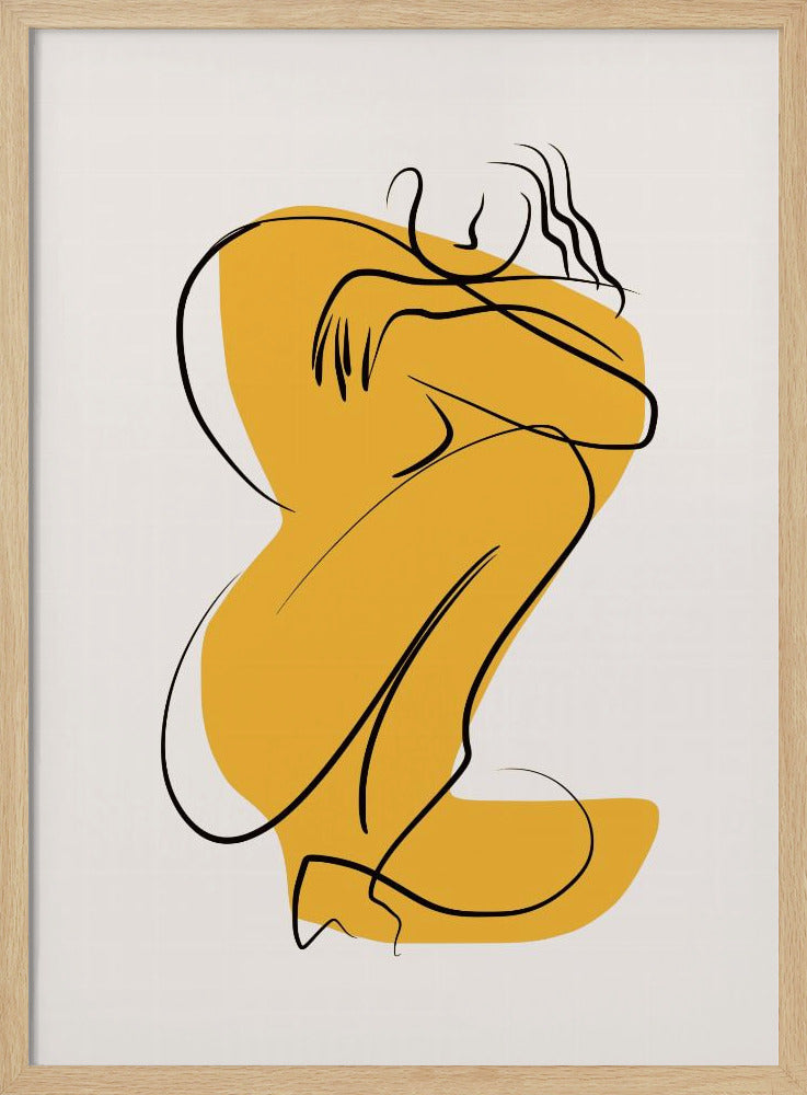 Zelfknuffel Naakt in Lineair Abstract | Poster