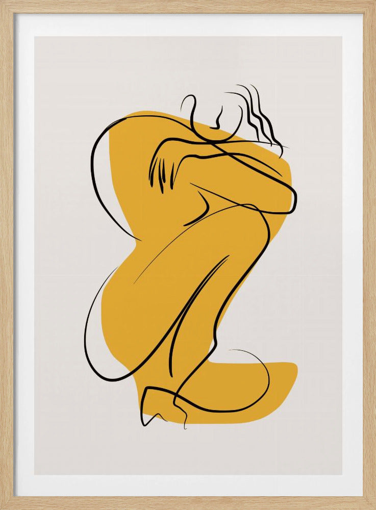Zelfknuffel Naakt in Lineair Abstract | Poster