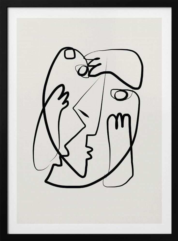 Verstrengelde gezichten in minimalistische stijl | Poster
