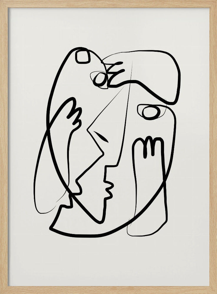 Verstrengelde gezichten in minimalistische stijl | Poster