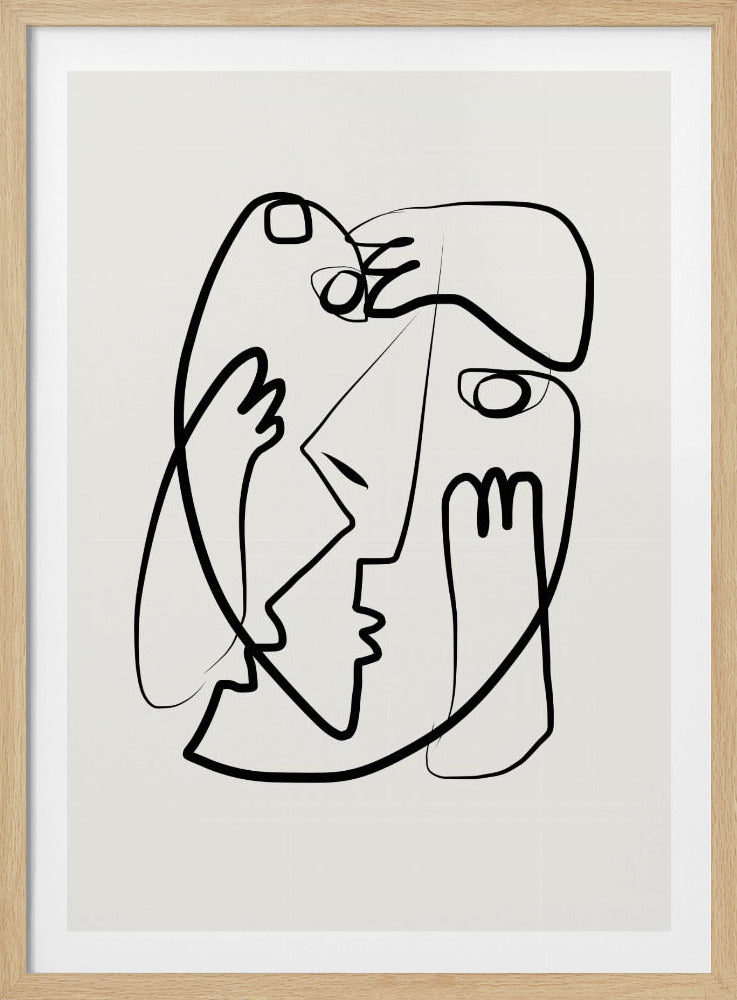 Verstrengelde gezichten in minimalistische stijl | Poster