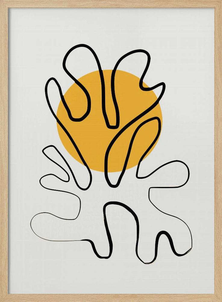 Minimalistisch koraal en zon | Poster