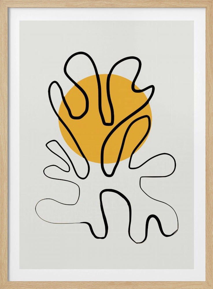 Minimalistisch koraal en zon | Poster