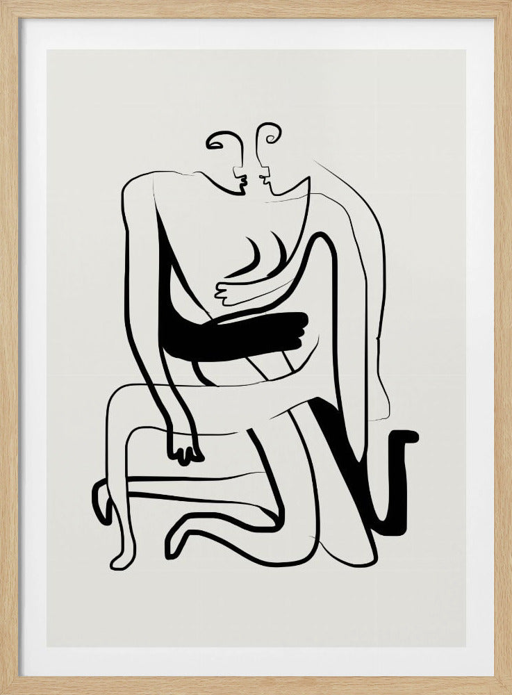 Knuffels en kusjes lijnkunst | Poster