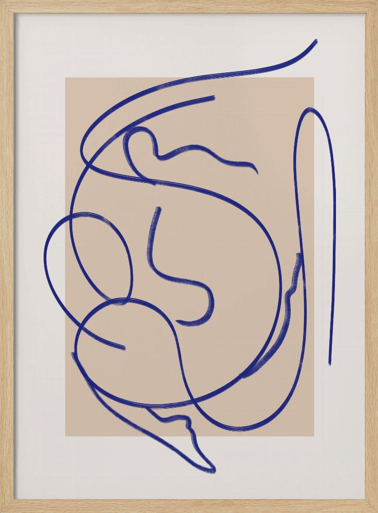 Abstracte blauwe lijnkunst 3 | Poster