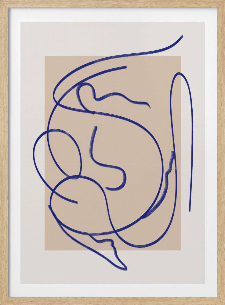 Abstracte blauwe lijnkunst 3 | Poster