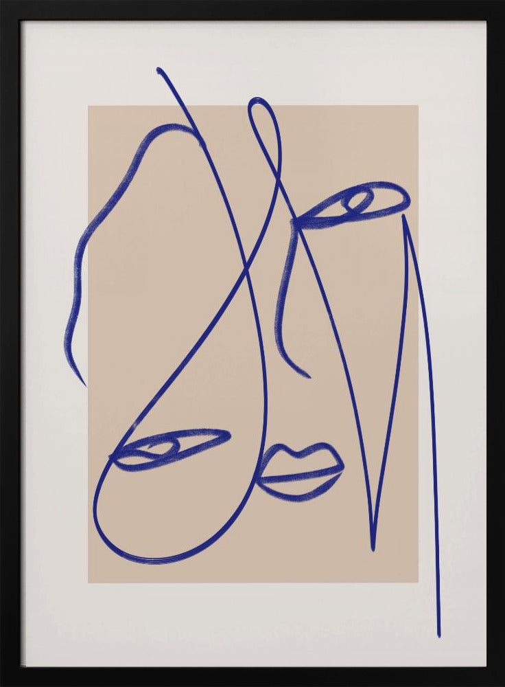 Abstracte blauwe lijnkunst | Poster