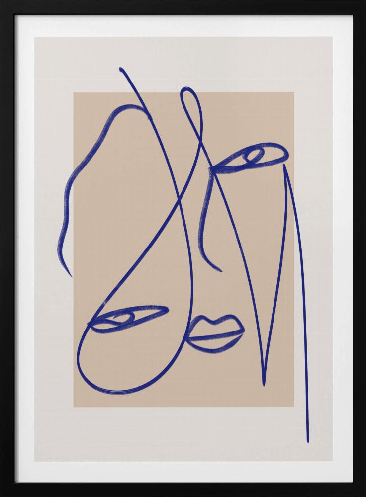 Abstracte blauwe lijnkunst | Poster