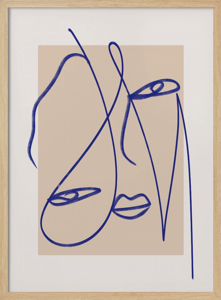 Abstracte blauwe lijnkunst | Poster