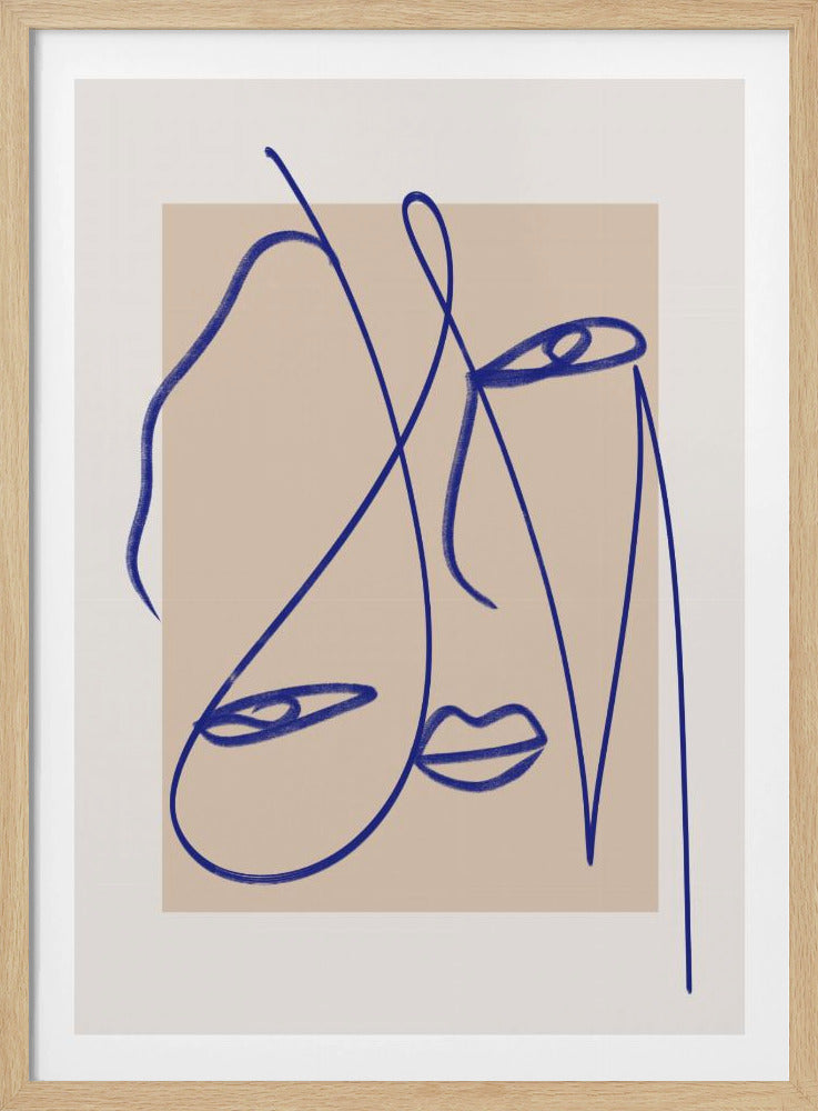 Abstracte blauwe lijnkunst | Poster