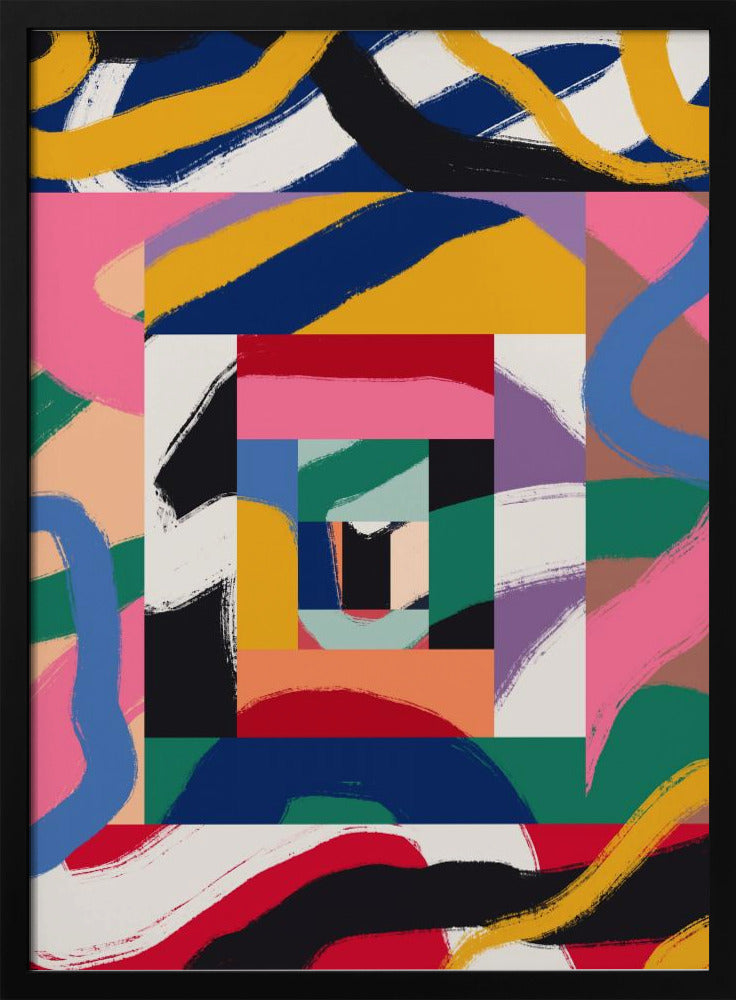 Geometrische vormen en gewaagde penseelstreken | Poster