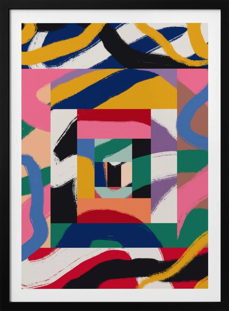 Geometrische vormen en gewaagde penseelstreken | Poster