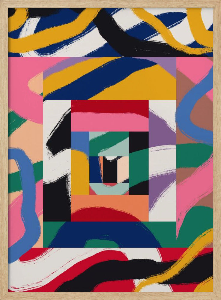 Geometrische vormen en gewaagde penseelstreken | Poster