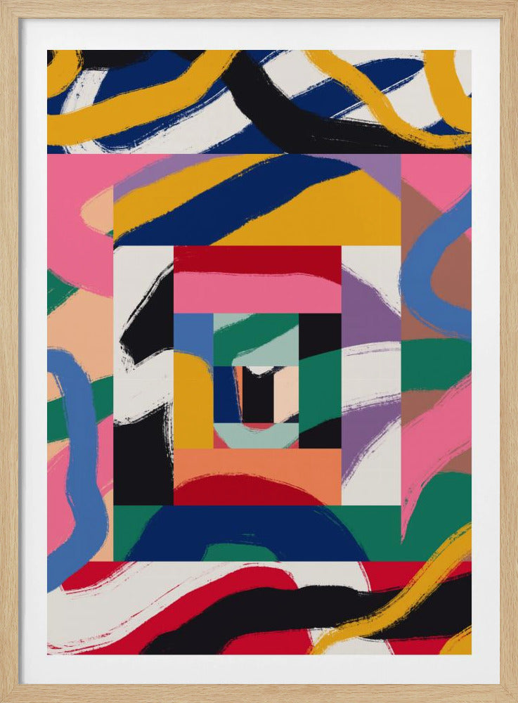 Geometrische vormen en gewaagde penseelstreken | Poster