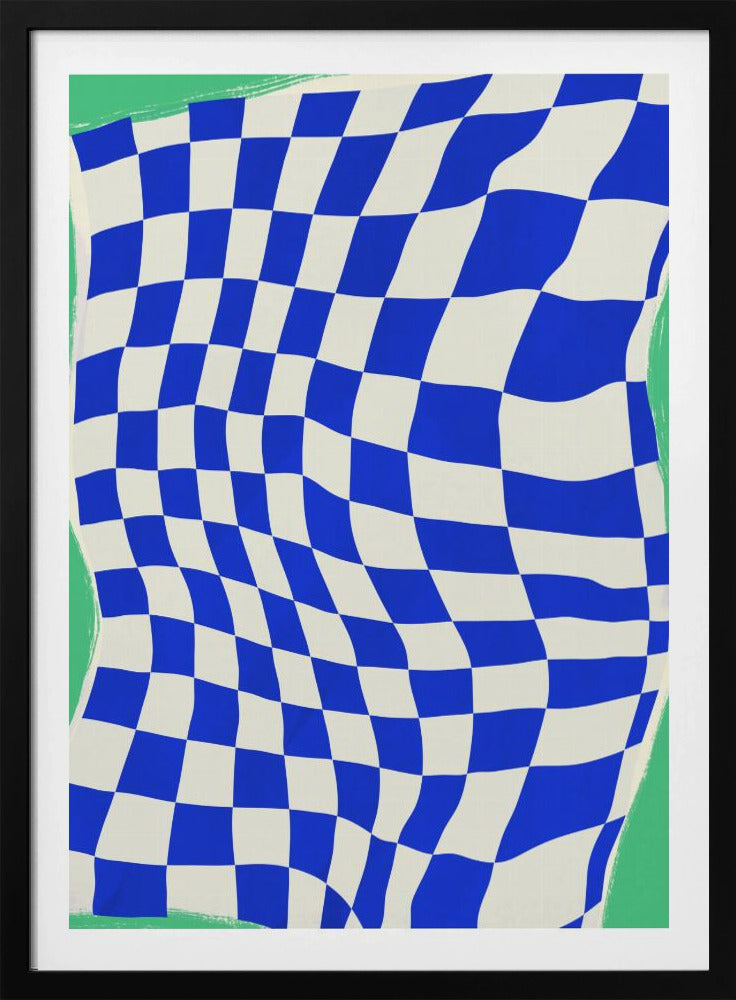 Blauw ruitpatroon | Poster