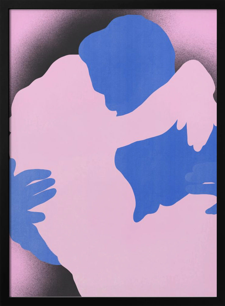 Twee abstracte figuren in een omhelzing | Poster