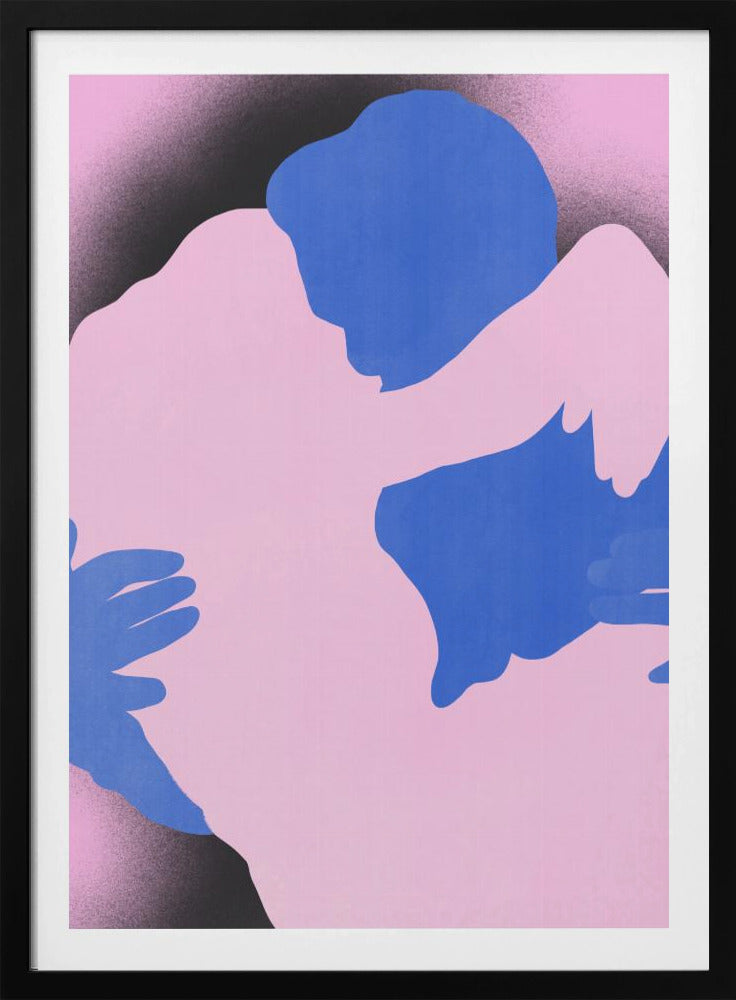 Twee abstracte figuren in een omhelzing | Poster