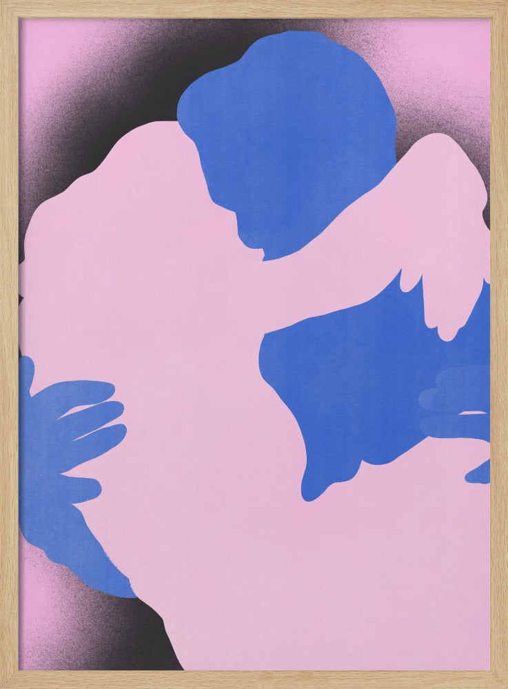 Twee abstracte figuren in een omhelzing | Poster