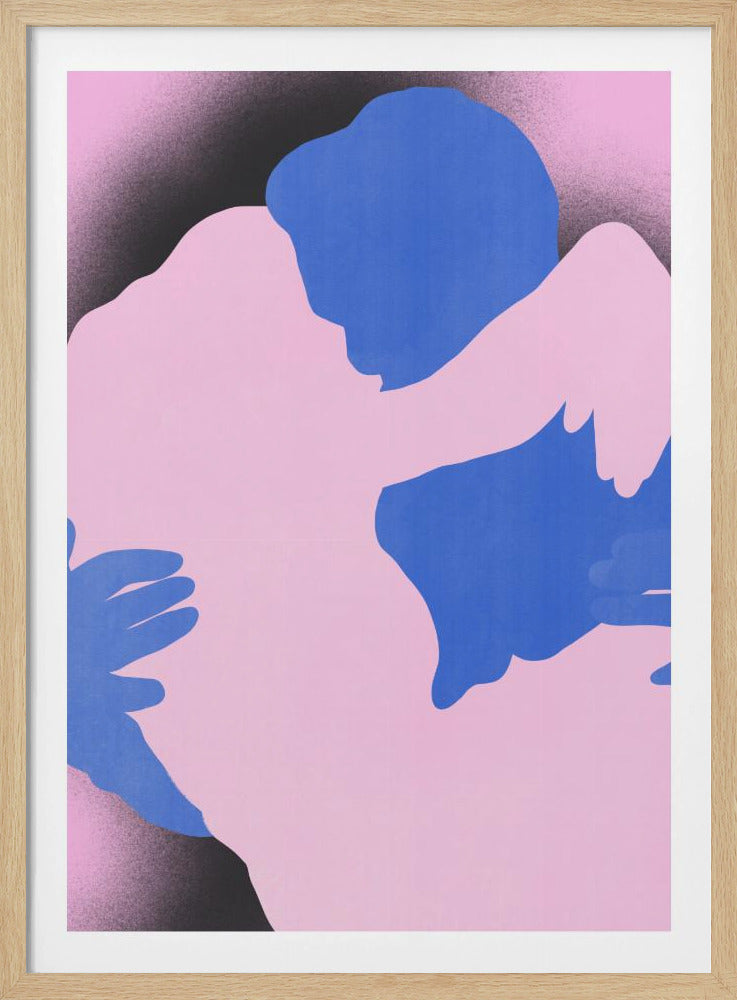 Twee abstracte figuren in een omhelzing | Poster