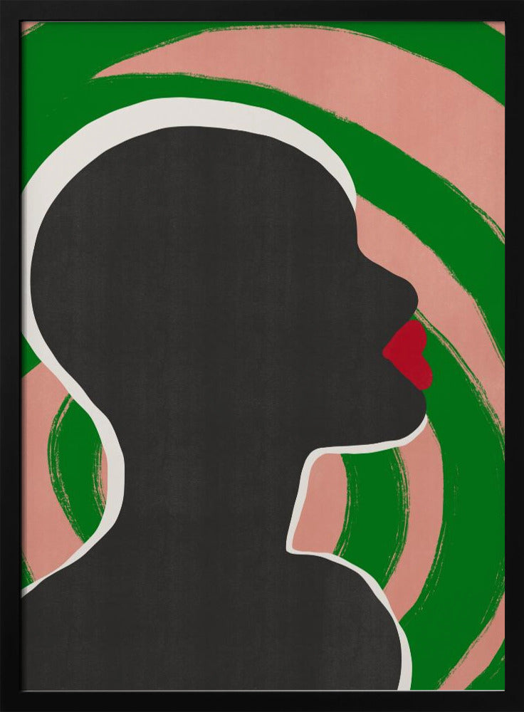 Anoniem portret in groene spiraal | Poster
