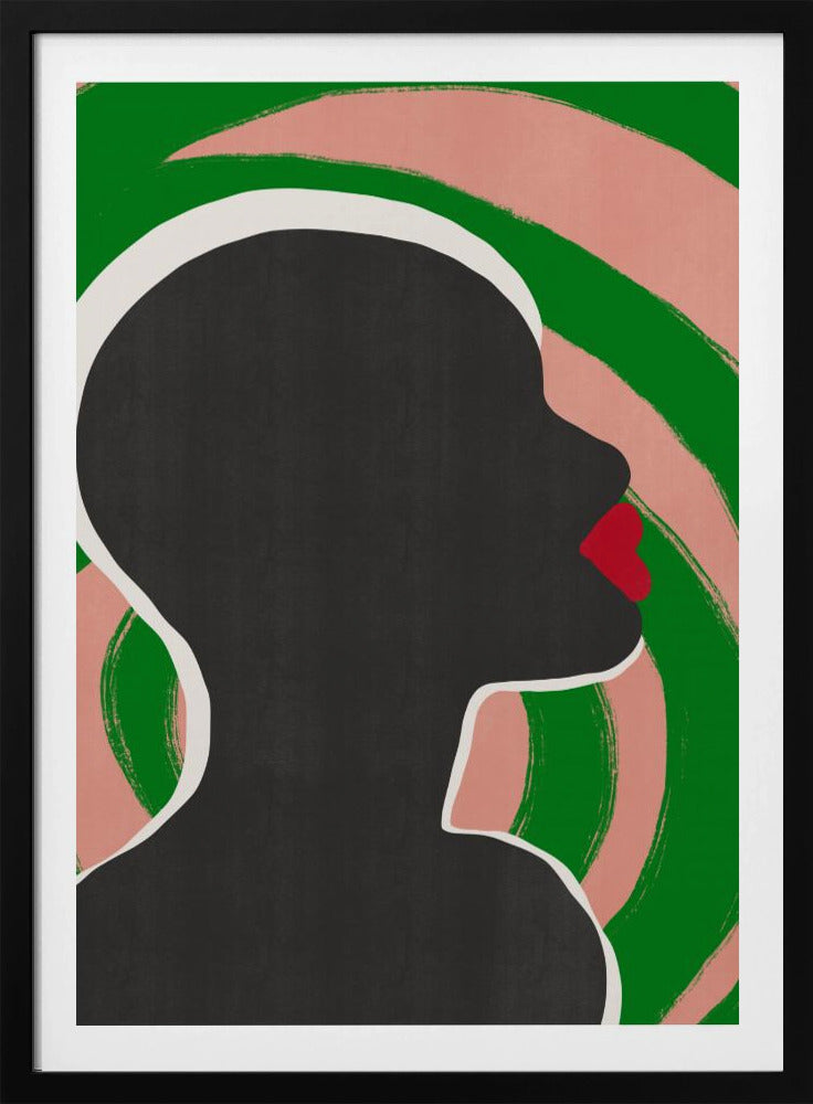 Anoniem portret in groene spiraal | Poster