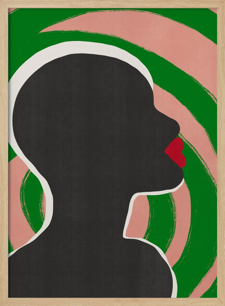 Anoniem portret in groene spiraal | Poster
