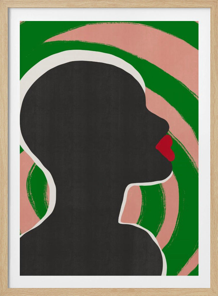 Anoniem portret in groene spiraal | Poster
