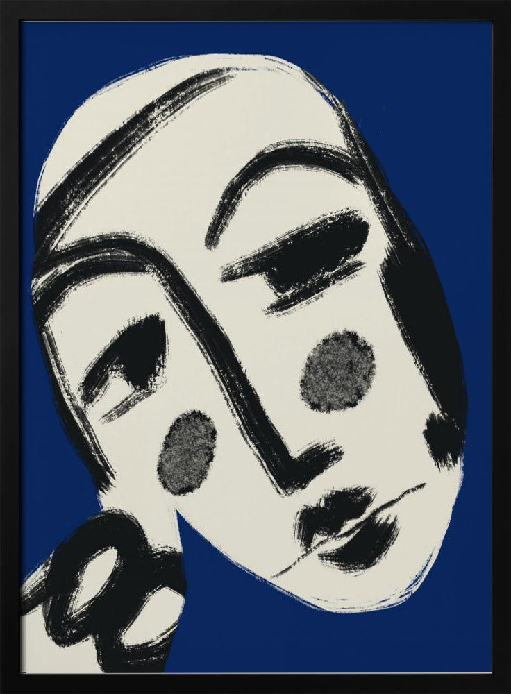 Rustend portret in blauw | Poster