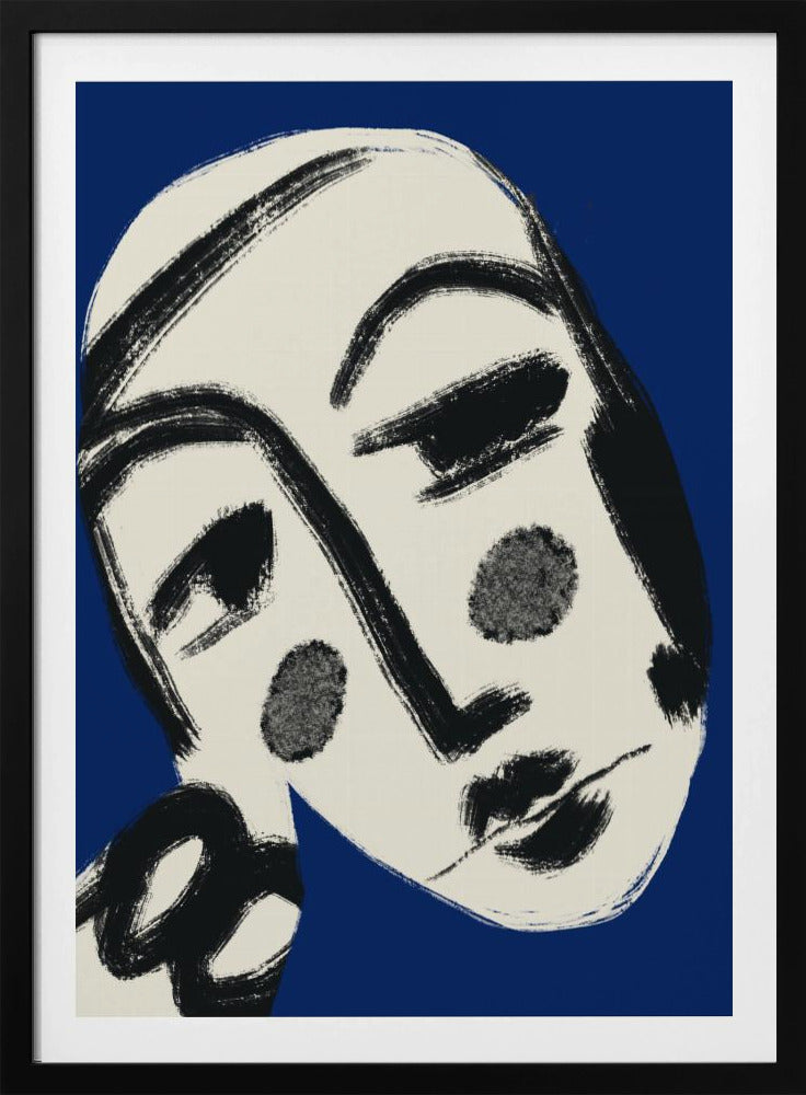 Rustend portret in blauw | Poster