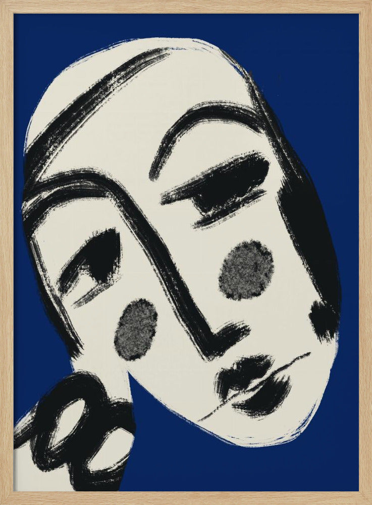 Rustend portret in blauw | Poster