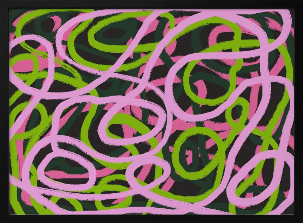 Verweven roze en groene lijnen | Poster