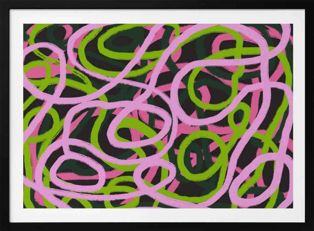 Verweven roze en groene lijnen | Poster