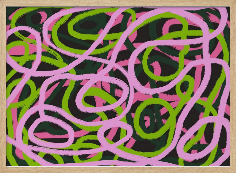 Verweven roze en groene lijnen | Poster