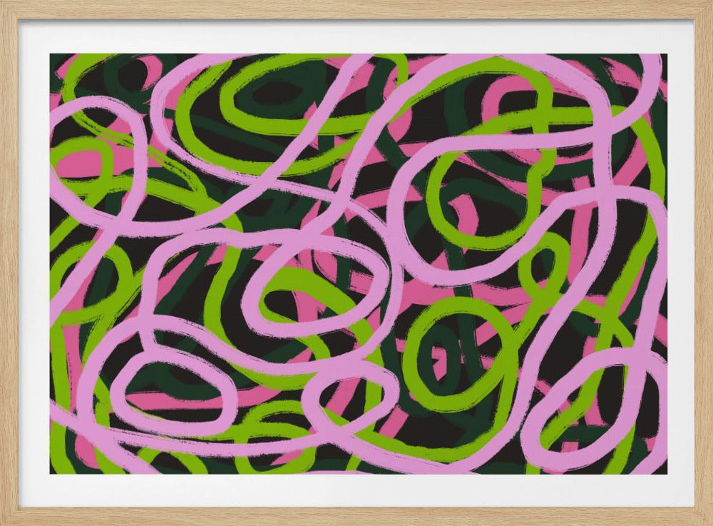 Verweven roze en groene lijnen | Poster