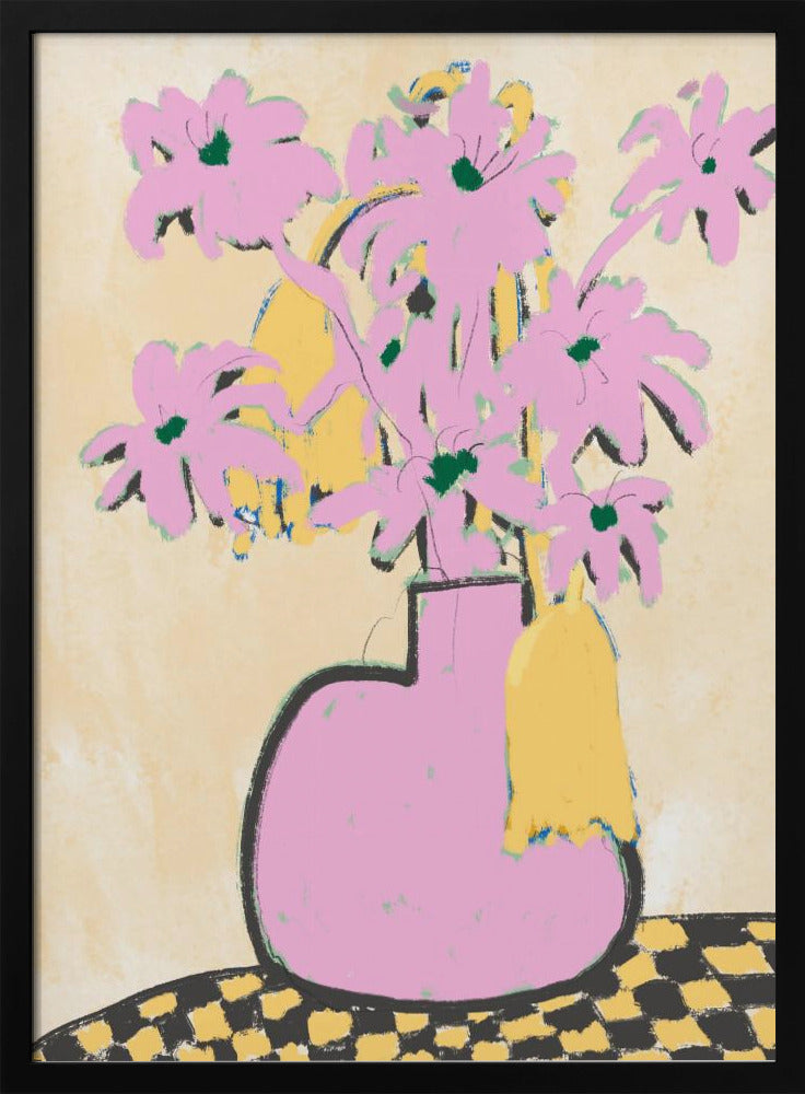 Roze bloemen in een vaas | Poster