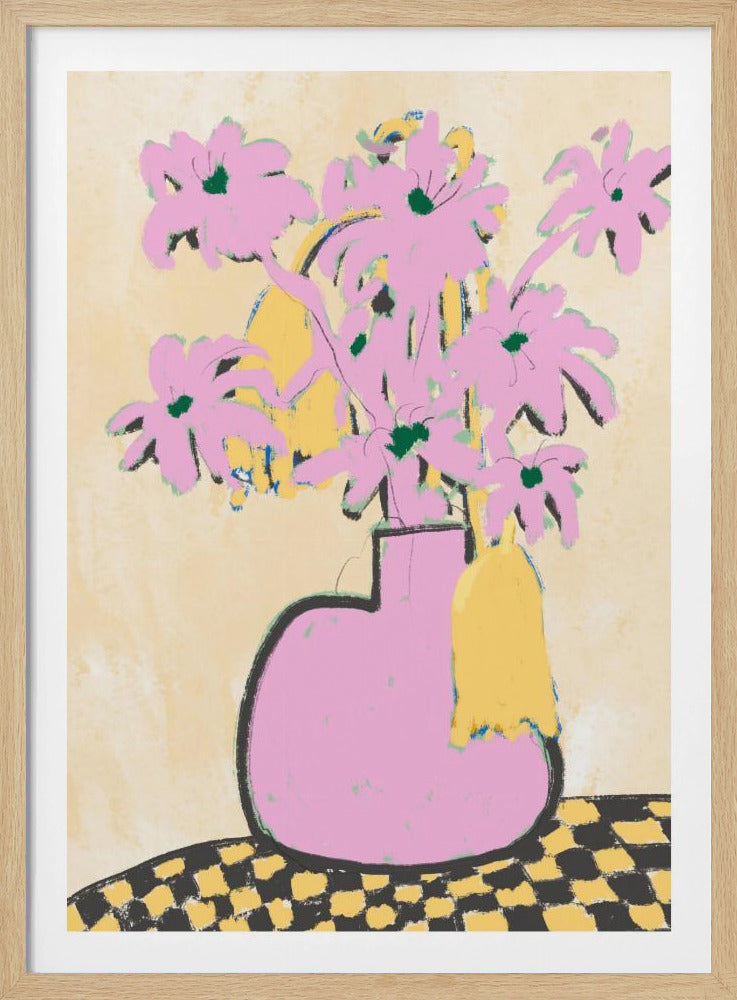 Roze bloemen in een vaas | Poster