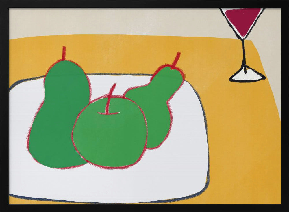 Groene peren op tafel | Poster