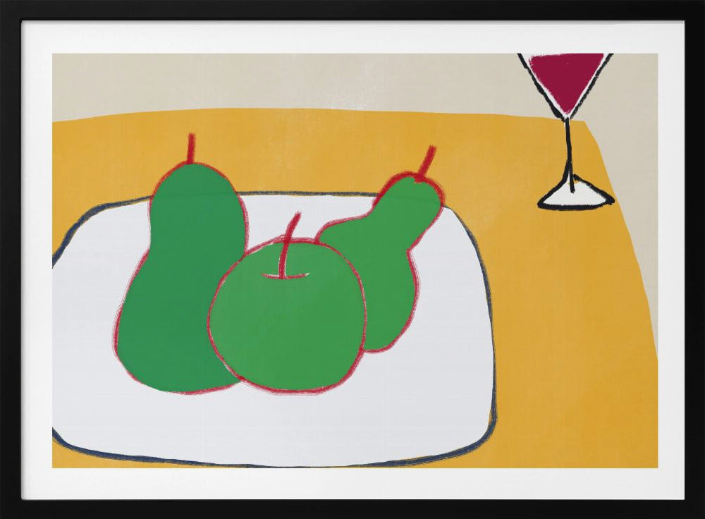 Groene peren op tafel | Poster