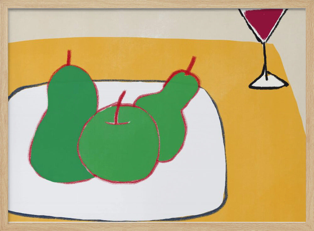 Groene peren op tafel | Poster