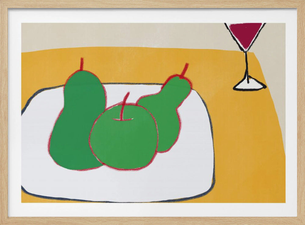 Groene peren op tafel | Poster