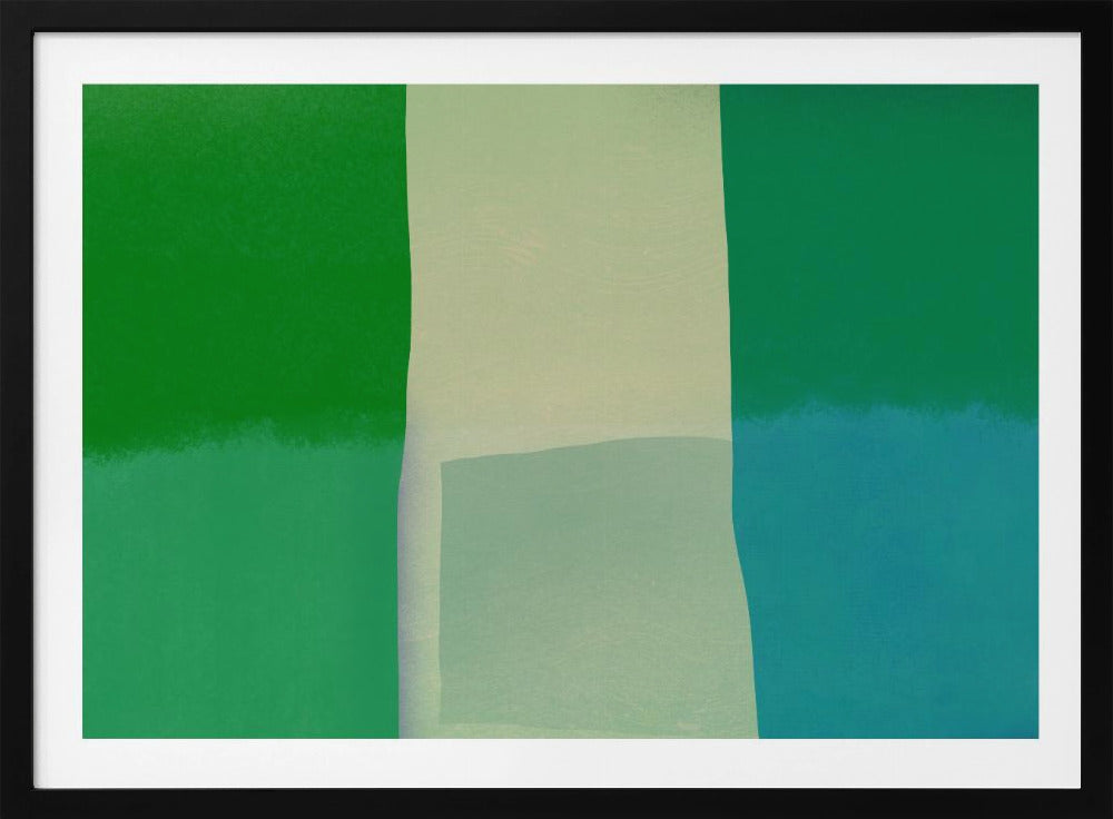 Minimalistische compositie met levendige groene en blauwe tinten | Poster